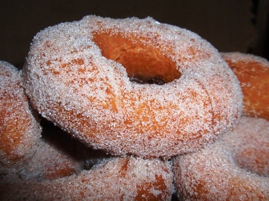 Old Fashioned Gluten-Free Doughnut coated with granulated sugar.