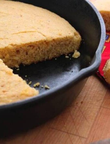 Gluten-Free Brown Butter Cornbread in a skillet.