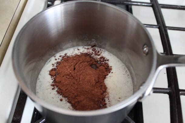 Ingredients for gluten-free cola cake in pan.