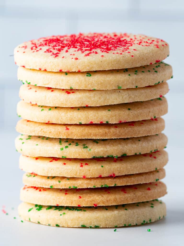 Stack of gluten-free sugar cookies.