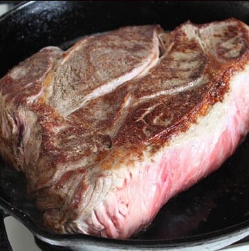 Searing Paleo Pot Roast.