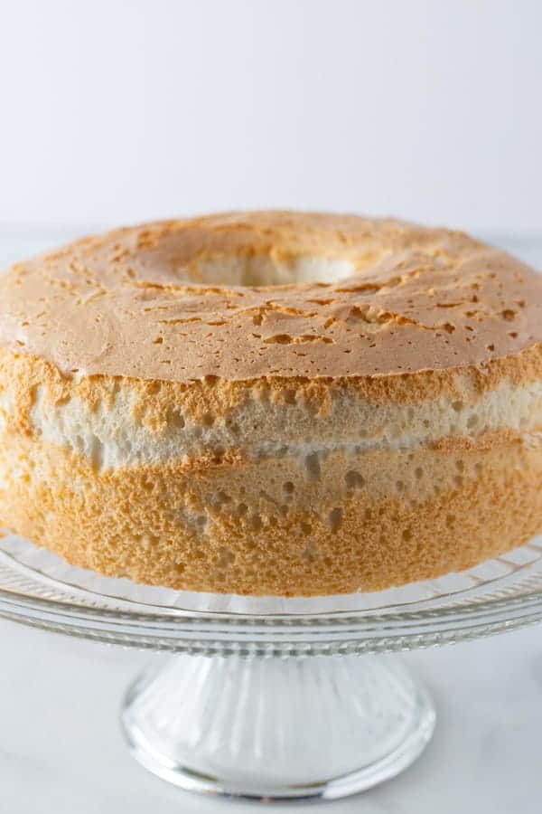 Gluten-Free Angel Food Cake on Cake Stand