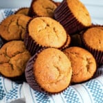 A basket of gluten-free banana muffins.