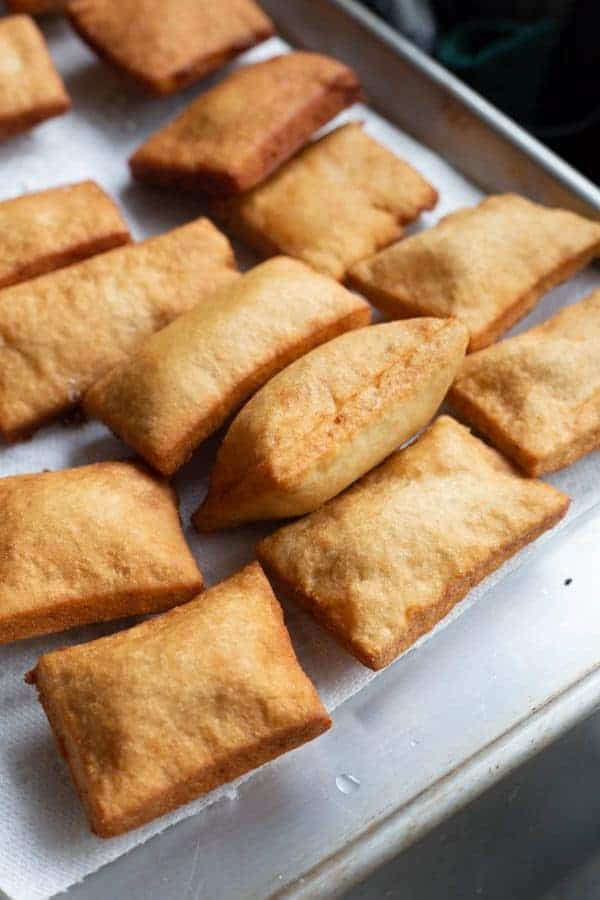 Fried Gluten-Free Beignets on a Sheet Pan