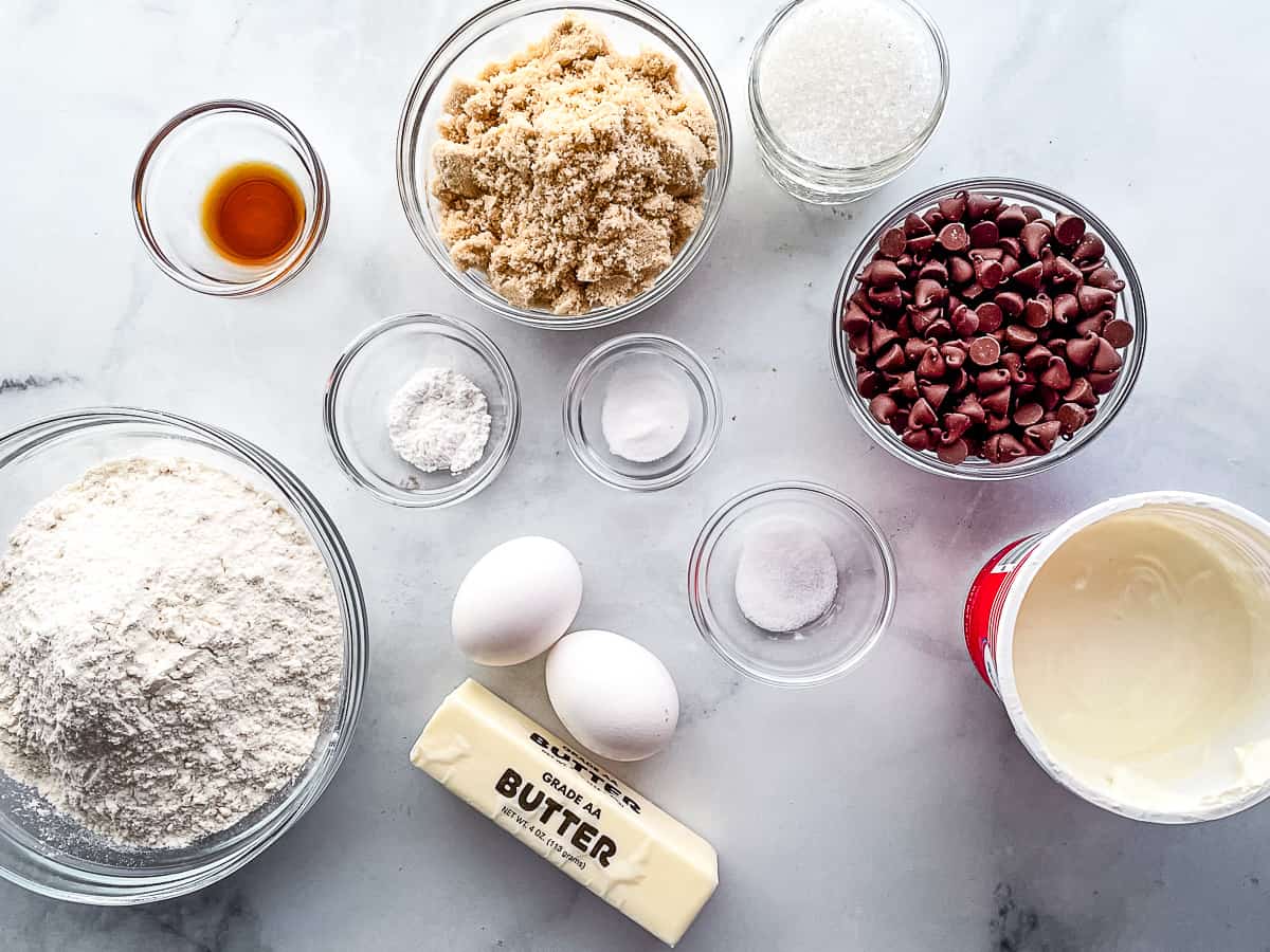 Gluten-free chocolate chip muffin ingredients.