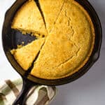 Gluten-free cornbread in a skillet.