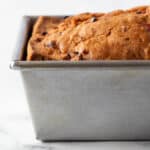 Gluten-free cranberry bread in pan.