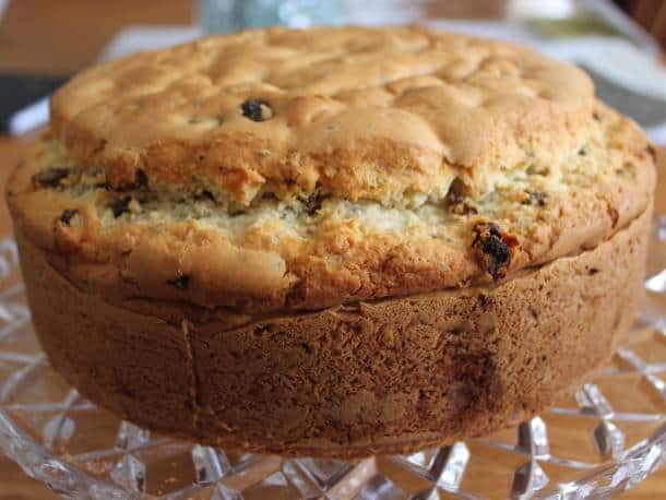 Gluten-Free Irish Soda Bread on a glass platter.