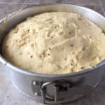 Gluten-Free Italian Easter bread risen in pan.