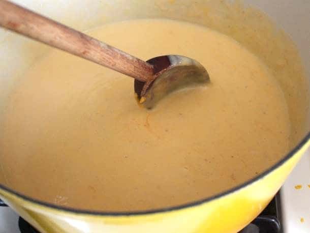 Cheese sauce for gluten-free macaroni and cheese.