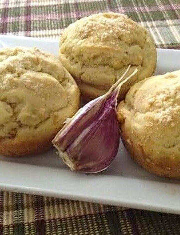 Gluten-Free Onion and Garlic Muffins on a platter.