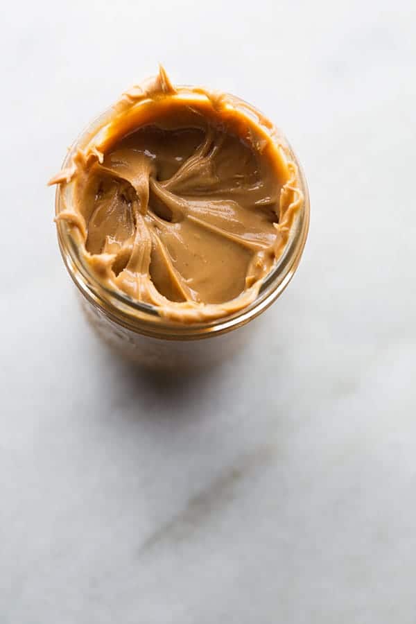 Jar of peanut butter.