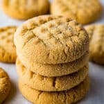 Gluten-free peanut butter cookies in a stack.