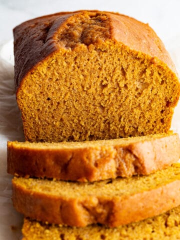 Sliced gluten-free pumpkin bread.