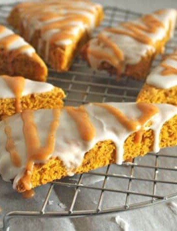 Gluten-Free Pumpkin Scones on a wire rack.