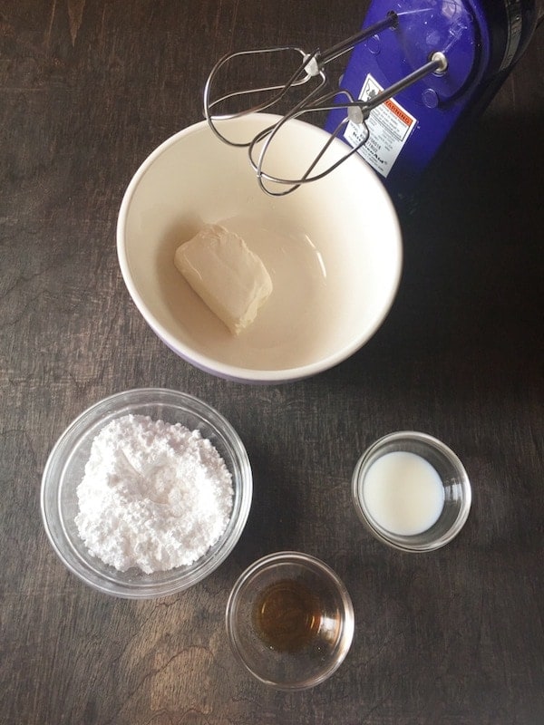 Ingredients for cream cheese frosting.