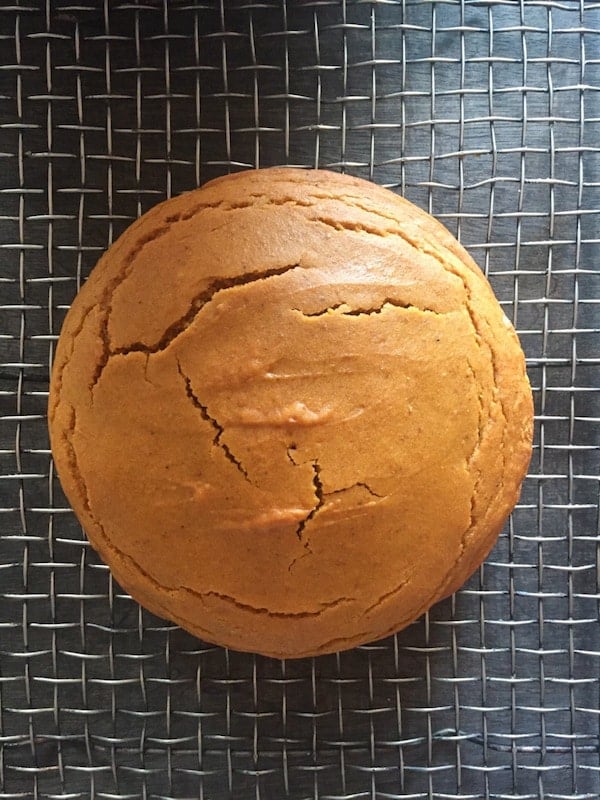 Easy Gluten-Free Pumpkin Cake cooling on a wire rack.