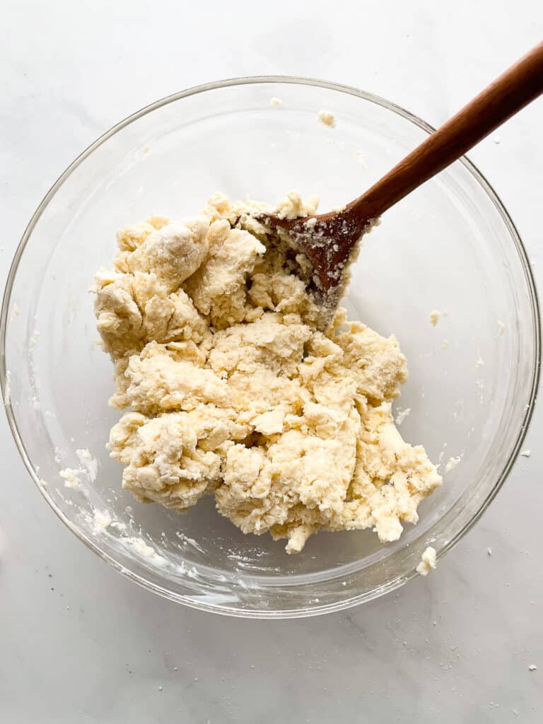 Gluten-free scone dough in a bowl.