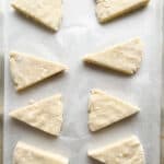 Gluten-free scones cut on a baking sheet. Scones are not baked.