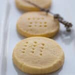 Gluten-free shortbread on a white plate.