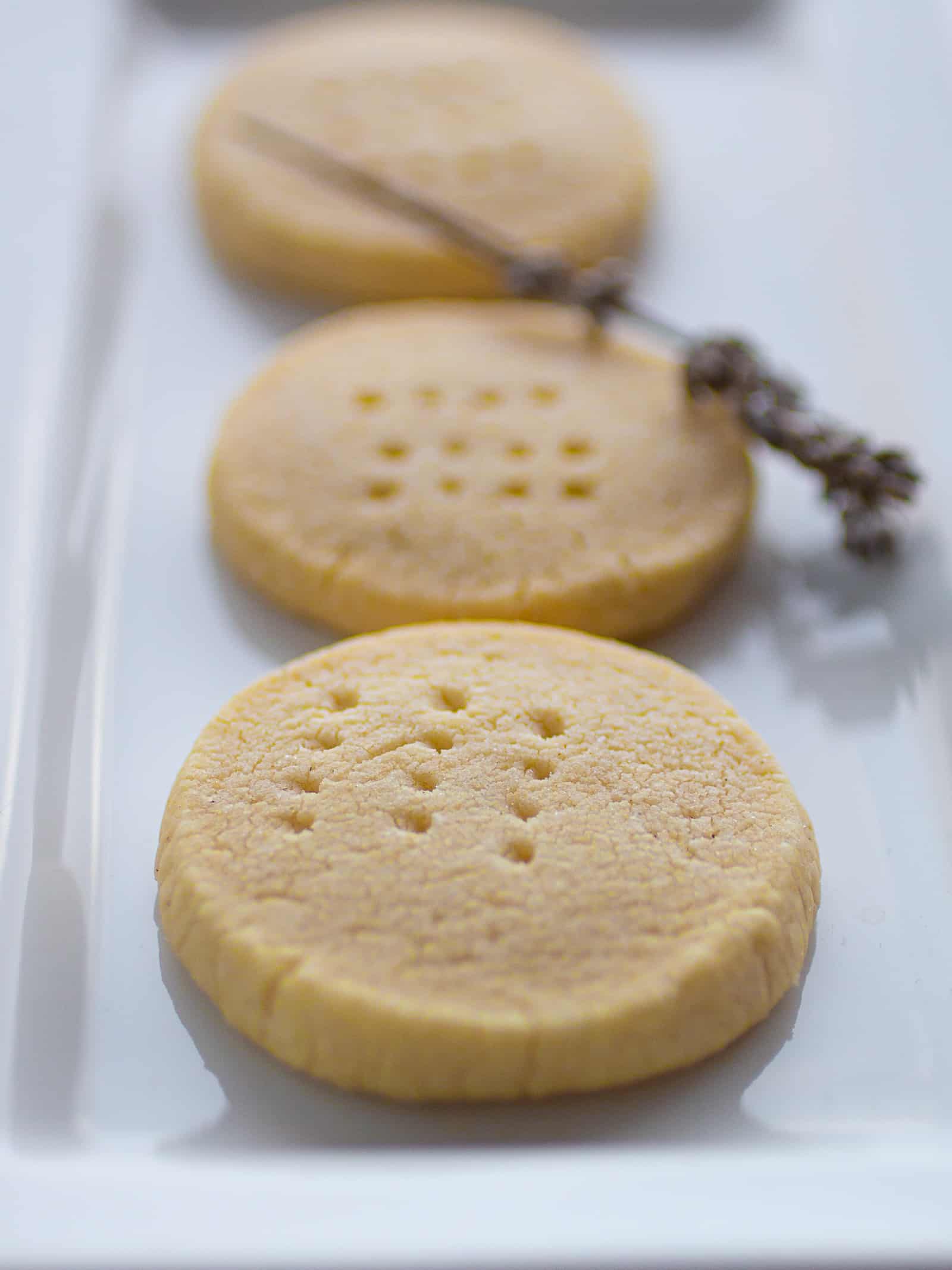 Gluten-free shortbread on a white plate.