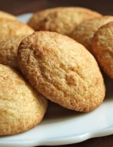 Gluten-Free Snickerdoodles on a white platter.