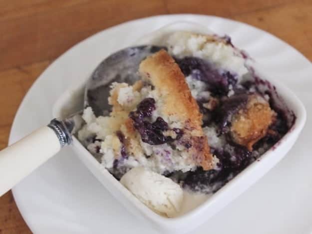 Gluten-Free Texas Cobbler in a small white bowl.