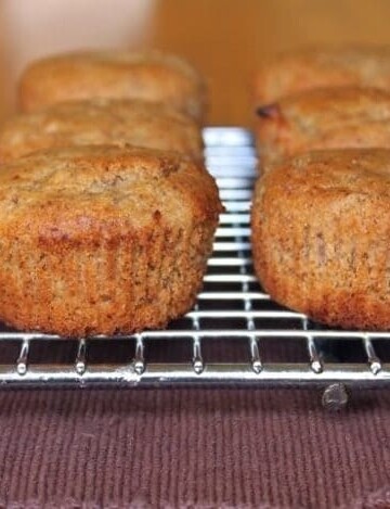 Gluten-Free Vegan Oatmeal Muffins on a cooling rack.