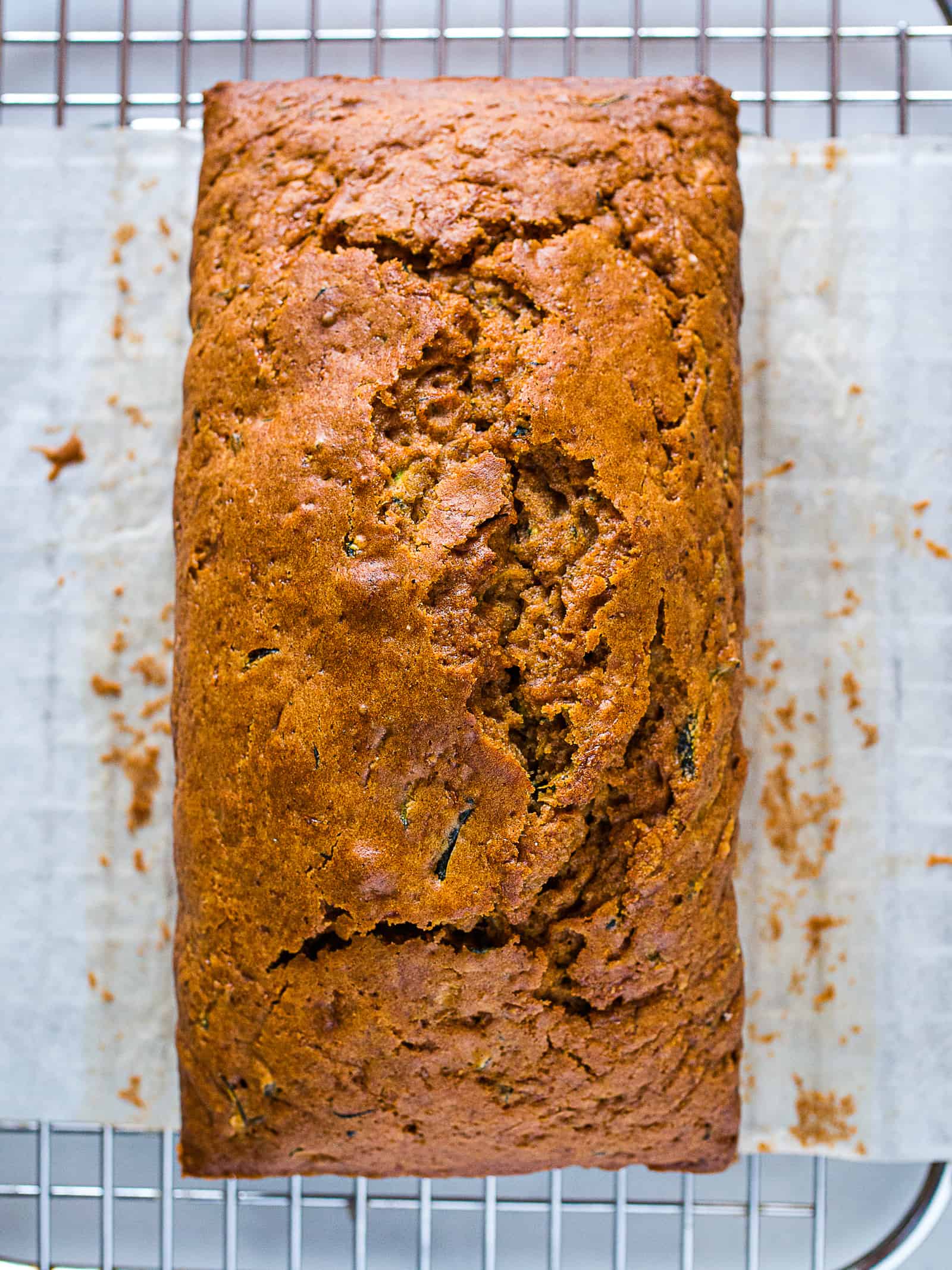 Gluten-free zucchini bread loaf.