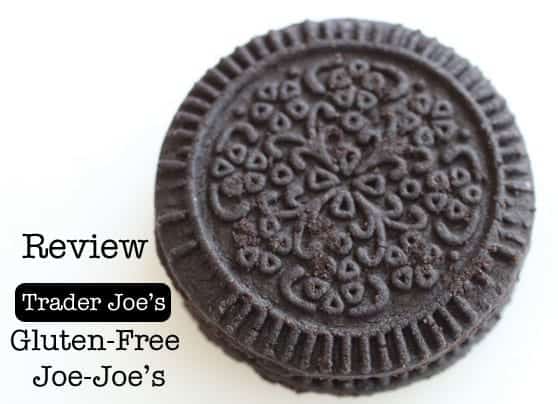 Gluten-free sandwich cookie. Text on Image: Gluten-Free Joe Joe's Review Sandwich Cookie.