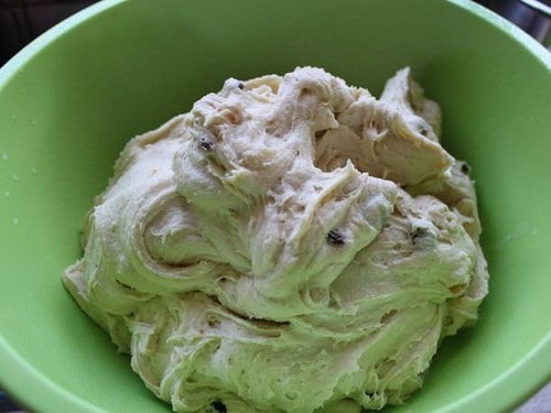 Gluten-free panettone dough after being mixed.