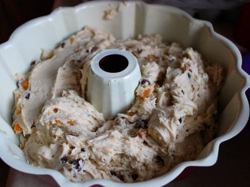 Gluten-free Panettone in tube pan.