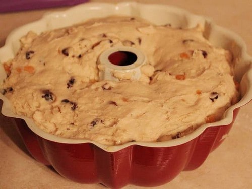 Gluten-Free Panettone rising in pan.