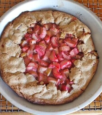 Easy Gluten-Free Rhubarb Galette in pan.