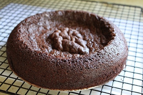 Gluten-free brownie with sunken center.