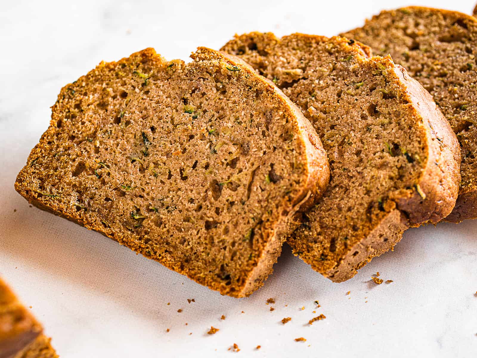 Sliced gluten-free zucchini bread.