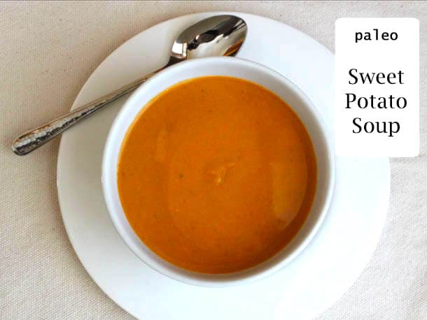 Paleo Sweet Potato Soup in bowl.