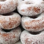 Vegan Apple Cider Doughnuts in a stack.